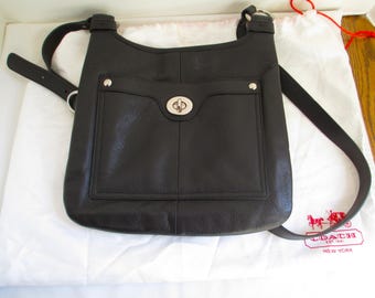 Coach Signature Legacy Turnlock Canvas Plum Sufflette Leather