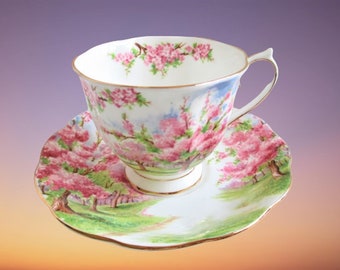Royal Albert Blossom Time Series Pink Fine Bone China England Teacup And Saucer Pretty Teacup, Tea Party