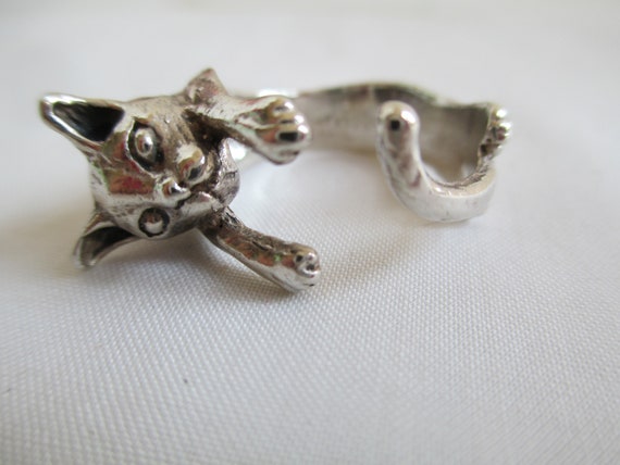 Cat Ring Adorable Sterling Silver Wrap Around Kit… - image 5
