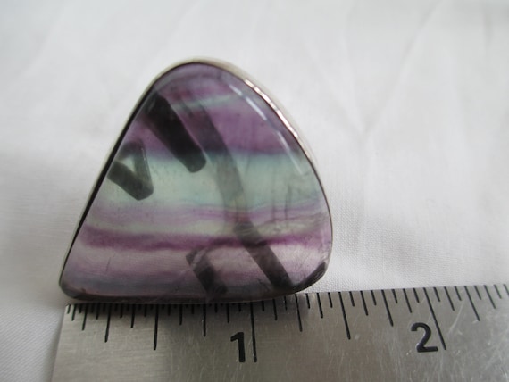 Vintage Ring Large Triangle Striped Fluorite Ster… - image 7