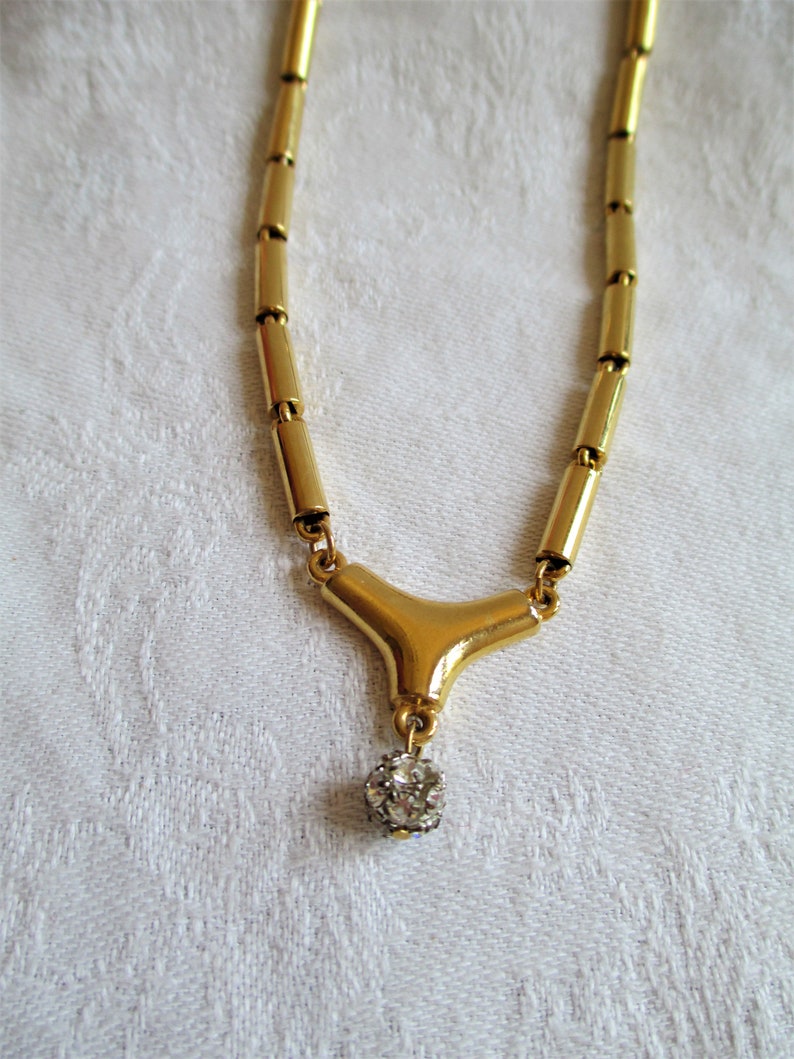 Collier Vintage Plaqué Or Pierre Cardin - Brillant Bleu Royal - État Impeccable