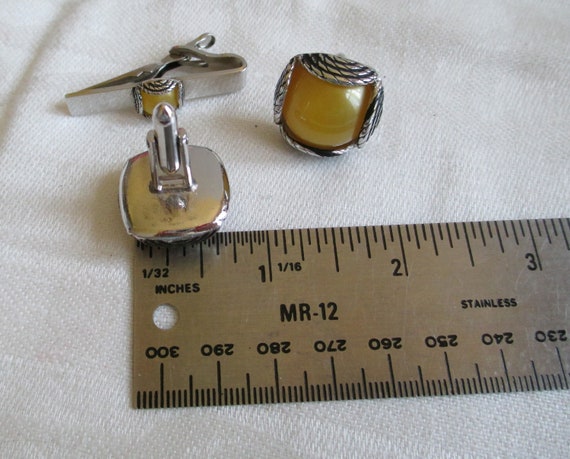 Vintage Cufflinks Tie Clip Set Swank Fashion Tone… - image 4