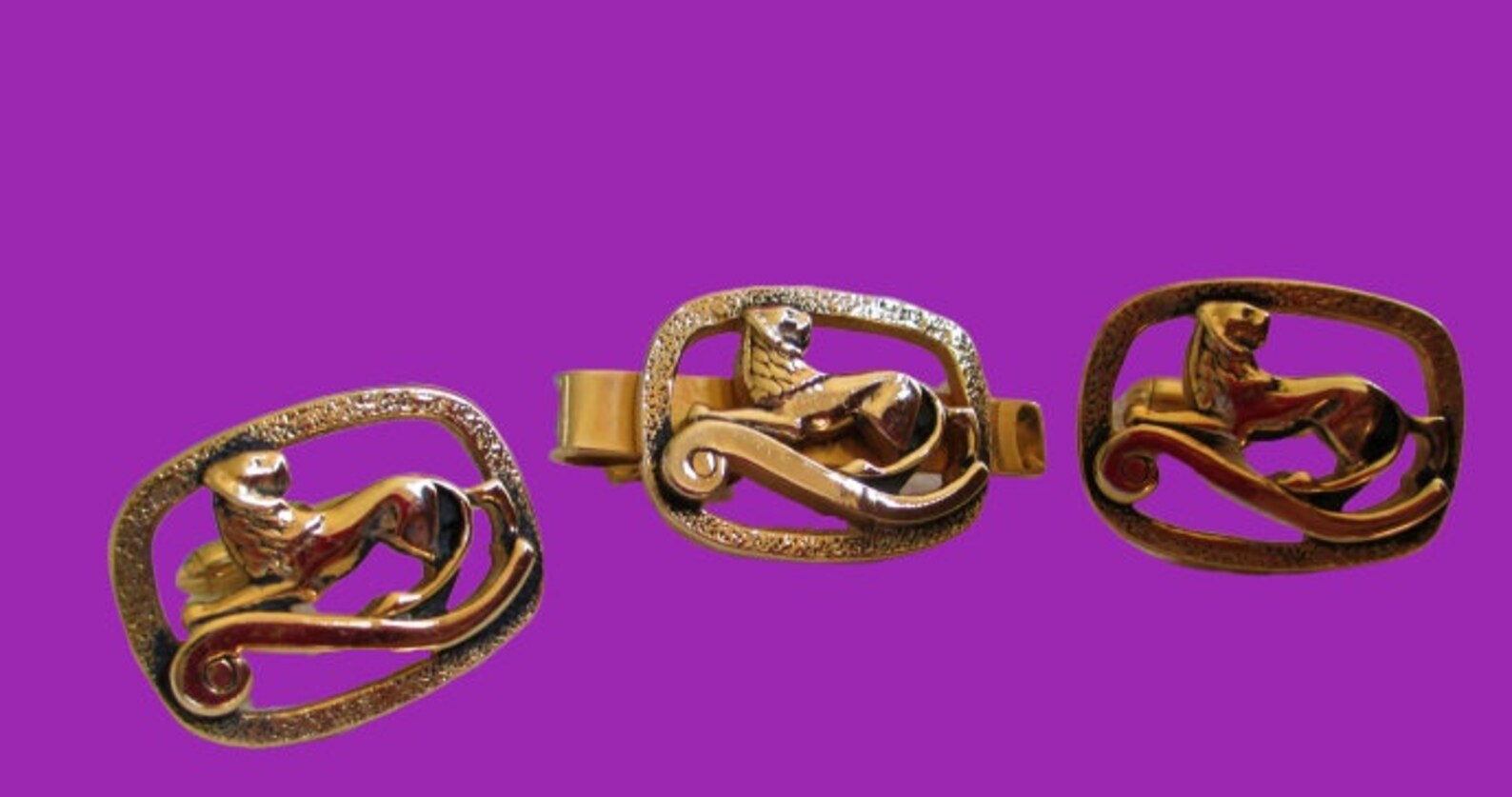 Vintage Cufflinks Set Swank Sphinx Cufflinks and Tie Clip Rare Etsy