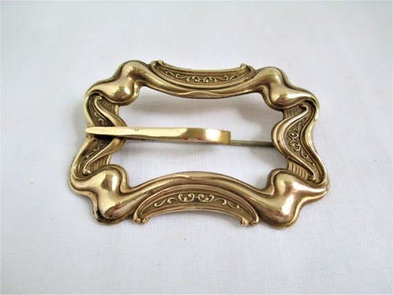 Antique Victorian Brass Sash Buckle Pin Beautiful… - image 3