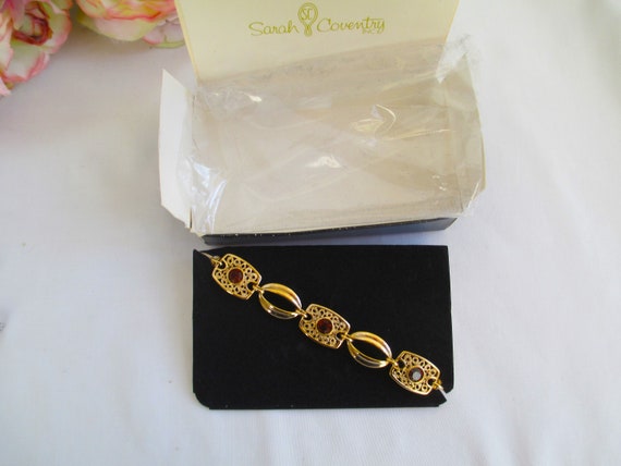 Vintage Sarah Coventry Butterscotch Bracelet Gold… - image 2