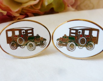 Vintage Cufflinks Antique Cars (Gold Toned) Classic Car, Car Guy, Automobile Cuff Links Formal Wedding Mens Jewelry By Vintagelady7