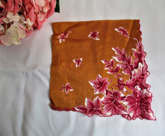 Vintage Hankie Beautiful Color Hanky Floral With … - image 1