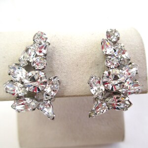 Vintage Earrings Sparkling Rhinestone Climber Earrings Clip Rhinestone Earrings Regal Elegant Wedding Vintage