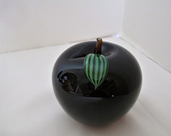 Orient & Flume Paperweight Stunning Black Apple shaped Paperweight Handmade