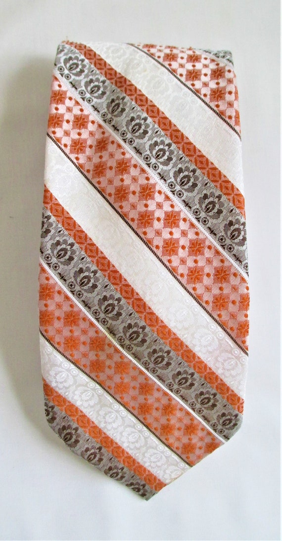 Vintage Necktie 1950's Brown And Rust Textured Ge… - image 1
