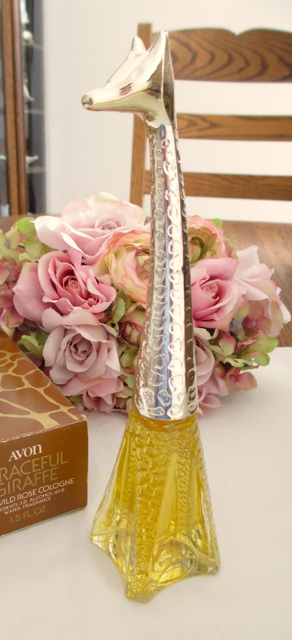 Avon Graceful Giraffe Perfume Bottle With to A Wild Rose, Cologne