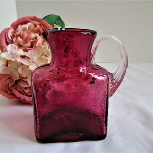 Pilgrim Red Purple Glass Nugget Pitcher Ewer Cruet Vintage Glass Gorgeous Collectible  Home Decor
