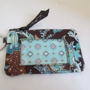 Vera Bradley Java Blue Brown Paisley Wallet With Id Front Retired Pattern