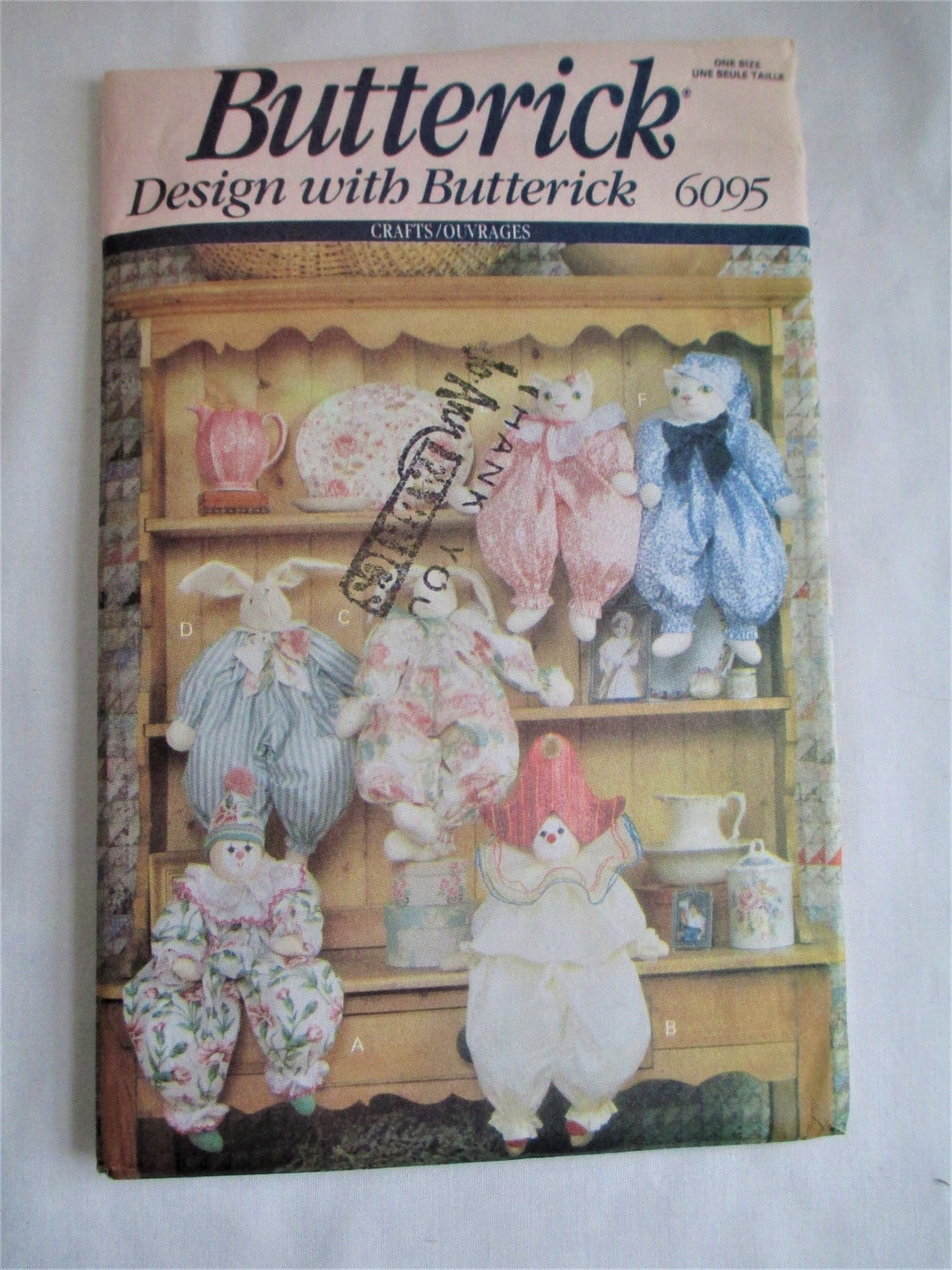 Cats Butterick 6095 Uncut Sewing Pattern Crafts Clown, Bunny Rabbit ...