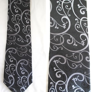 Vintage Necktie Vintage Black And Grey Scrolling Design David Taylor Mens Necktie Professional Stylish Man Cravate Professional Necktie