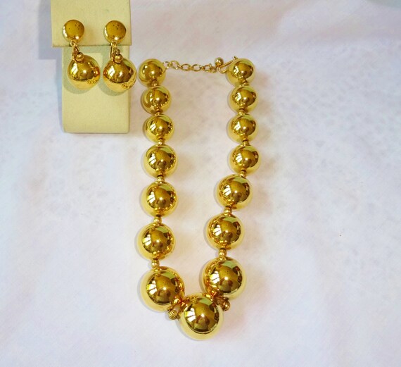 Trifari Necklace Set RARE Runway Bold Gold Balls … - image 1