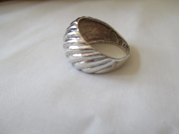 Vintage Ring Sterling Silver Chunky Ribbed Ring B… - image 3