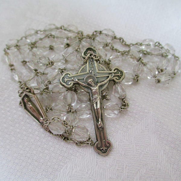Vintage Rosary Multifaceted Crystal Rosary SPIRITUAL STUNNING!!! † Collectible Vintage Religious
