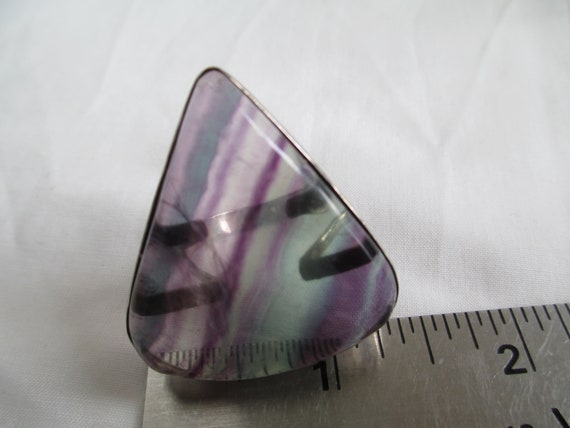 Vintage Ring Large Triangle Striped Fluorite Ster… - image 8