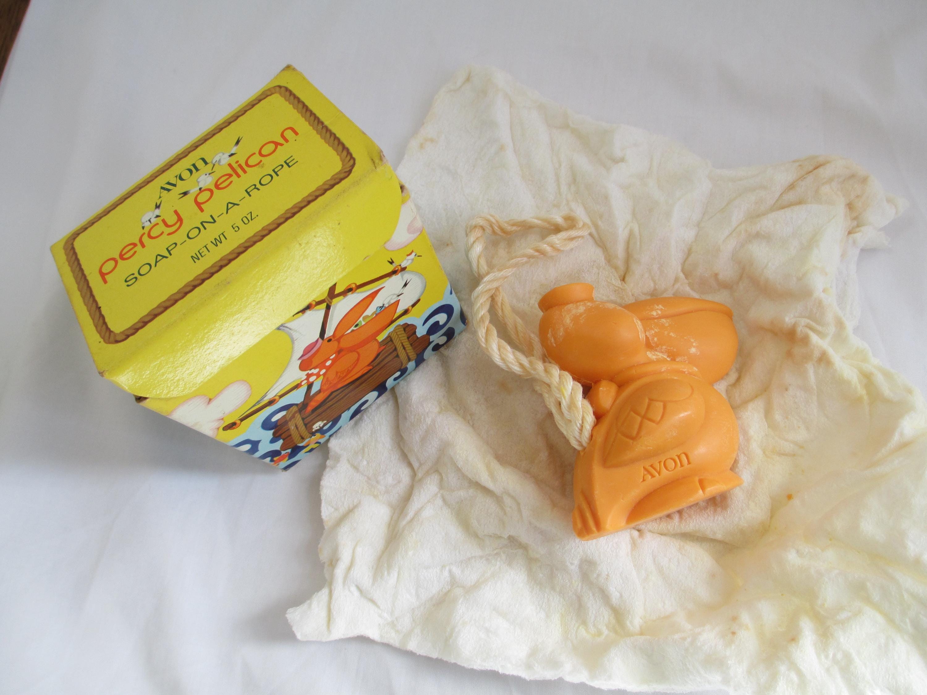 Avon Vintage 1970s Percy Pelican Soap on a Rope in Original Box