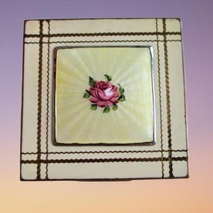 Vintage Compact Shields Enamel Guilloche Stunning Compact 1950s Vanity