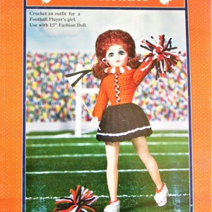 Vintage Crochet Pattern Cheerleader Crochet Pattern Use with 15 Inch Fashion Doll Instant Digital Download