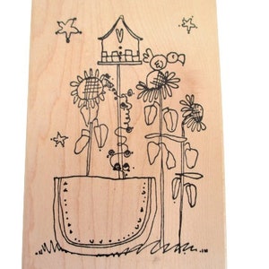 Vogelhaus und Sonnenblumen Stempel Phantasien Holzstempel Dekoratives Stempeln, Kartenherstellung, Scrapbooking Papierhandwerk, Ton