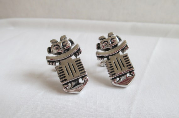 Rare Vintage Swank Cufflinks Aztech Man Designer … - image 1