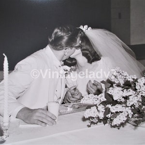 Vintage Photo 1966 Bride And Groom Kissing Wedding ARCHIVE Of PHOTOGRAPHER One Of A Kind 8X10
