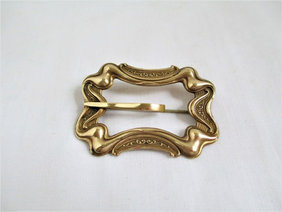 Antique Victorian Brass Sash Buckle Pin Beautiful… - image 2