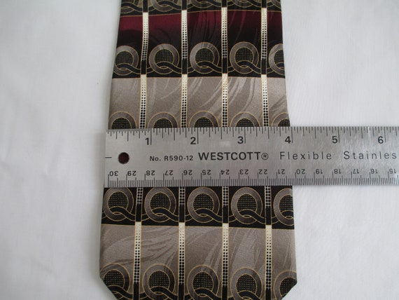 Mens Ties Mosaic Silk Burgundy, Gold And Silver M… - image 7