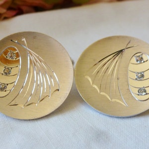 Gemelos vintage de plata de ley con diamantes de imitación, diseño art déco grande, firmados, para bodas formales, para él, para papá, hipster.