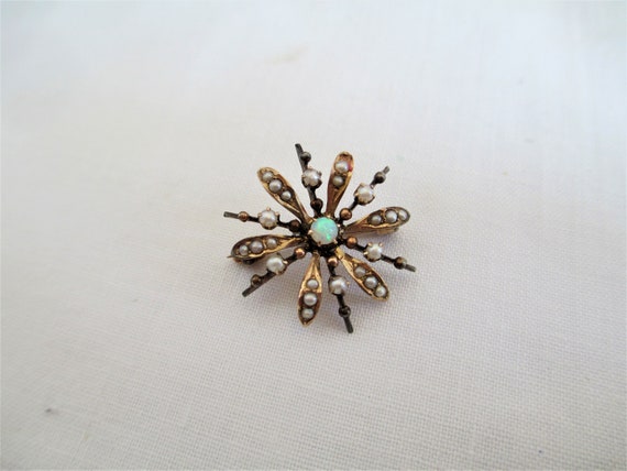 Antique Victorian Starburst with Seed Beads And F… - image 1