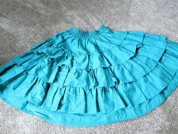 Kenzo Paris Teal Cotton Ruffle Skirt US size 8 Fr… - image 3