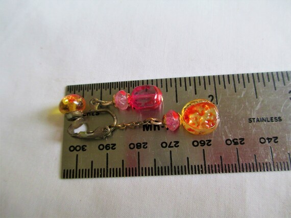 Vintage Art Glass Red, Yellow Foil Necklace And E… - image 9