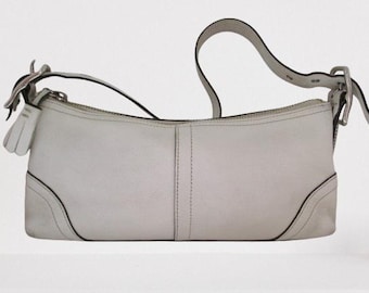 Vtg COACH Hampton White Leather Y2K Demi Small Mini Shoulder Bag
