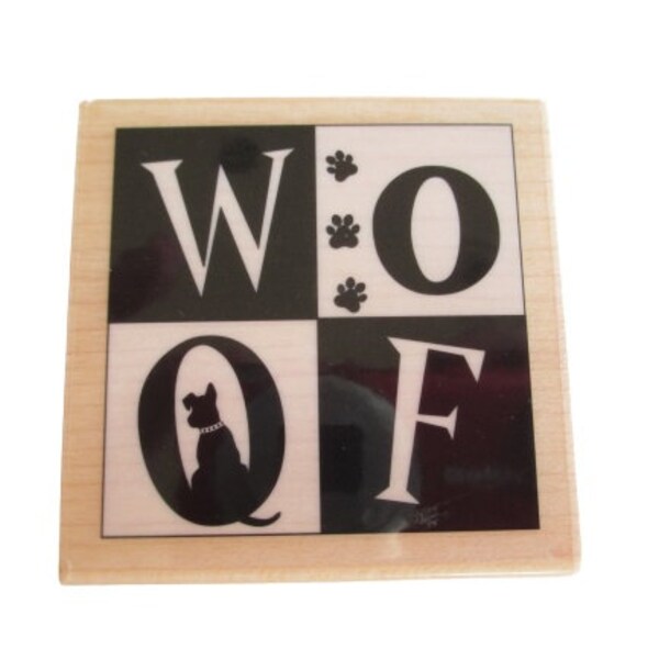 Woof Block Rubber Stampede Quotes & Phrases Decorative Wood Mount Rubber Stamp Paper Crafts, Cards, Scrapbooking