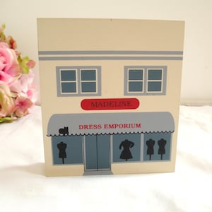 The Cats Meow Village Madeline&#39;s Dress Shop 1992 Wooden Shelf Sitter Retired Cats Meow Village