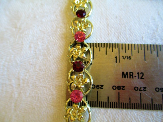 Vintage Coro Ruby Red & Pink Rhinestones With Gol… - image 8