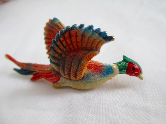 Vintage Pheasant PIn Enamel Figural Pheasant Anim… - image 2