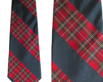 Vintage Necktie Silk Stunning Design Tommy Hilfiger Red Plaid With Blue Stripes Silk Necktie Stylish Man Cravate Professional Neck tie