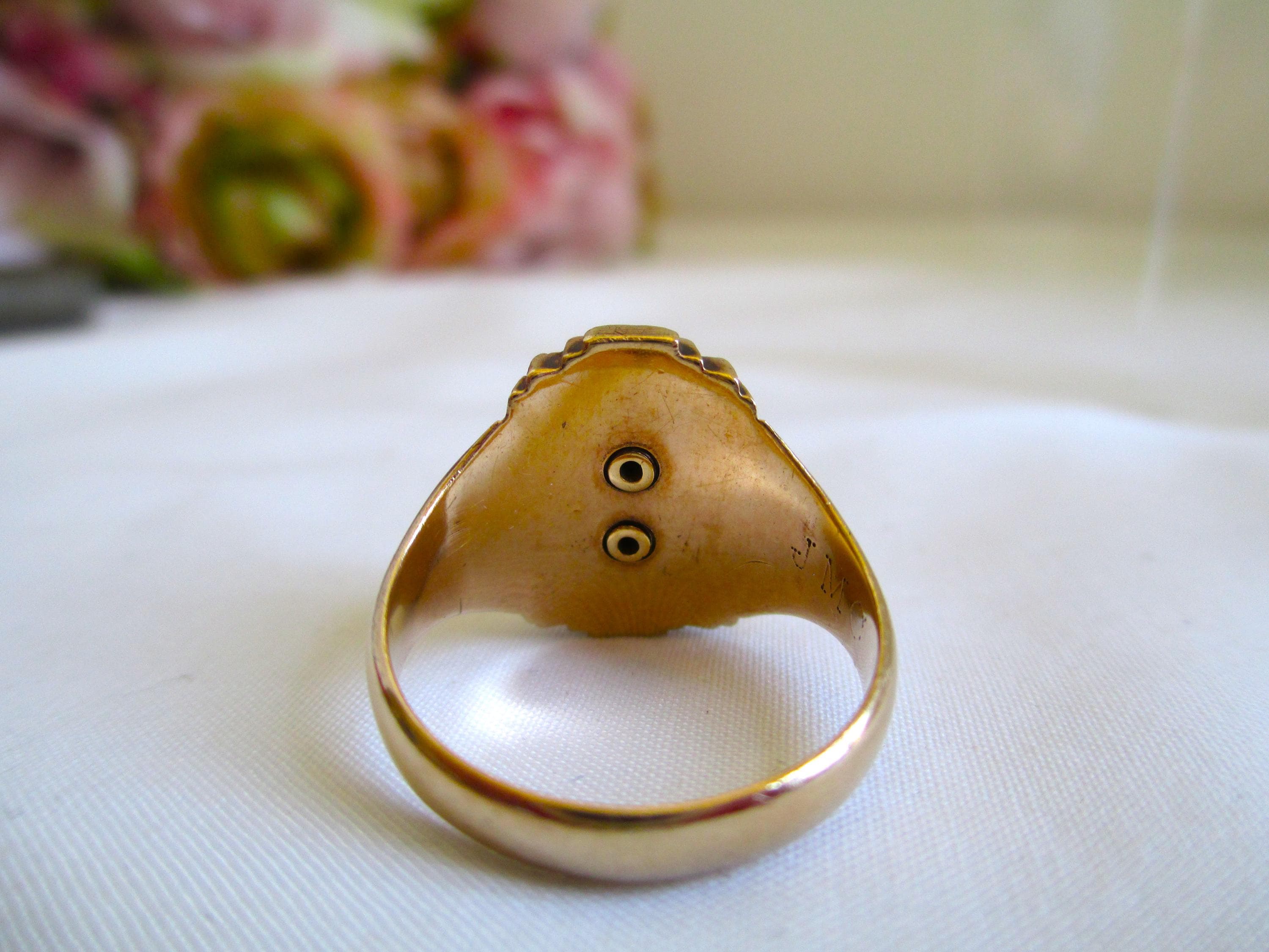 Vintage Jostens 10k Mother of Pearl 1949 Class Ring 10K Yellow