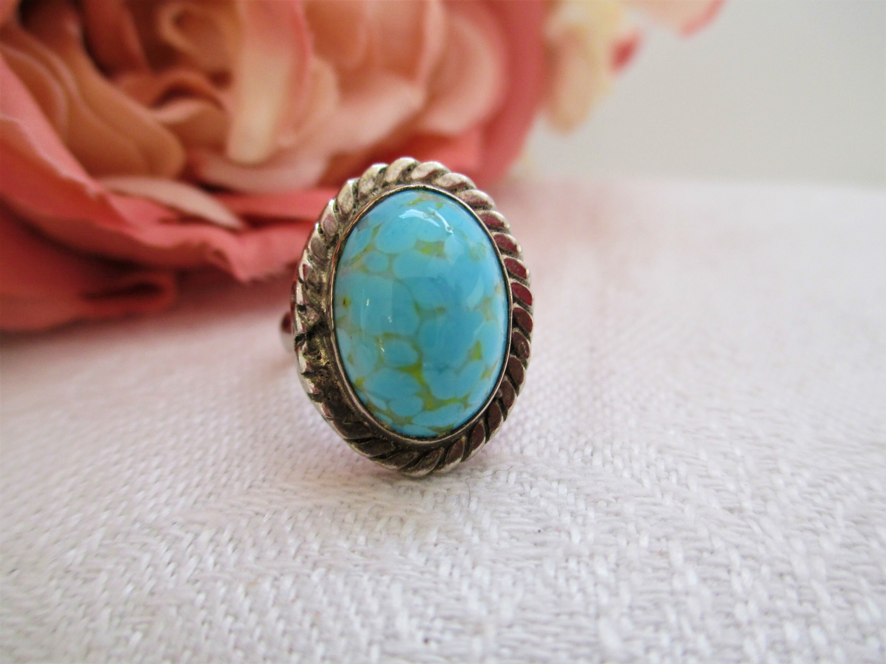 Vintage Ring Native American Sterling Silver Turquoise Ring Size 4 ...