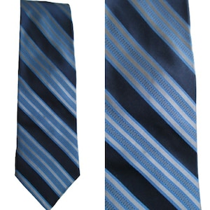 Vintage Pronto Uomo Tie Pure Silk Blue and Silver Stripe Design Silk Necktie Neck Tie Cravate Professional Necktie Stylish Vintage Tie