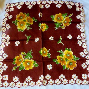 Vintage Hankie Flowers Scalloped Edge HANDKERCHIEF 1940S Vintage Hankies By Vintagelady7