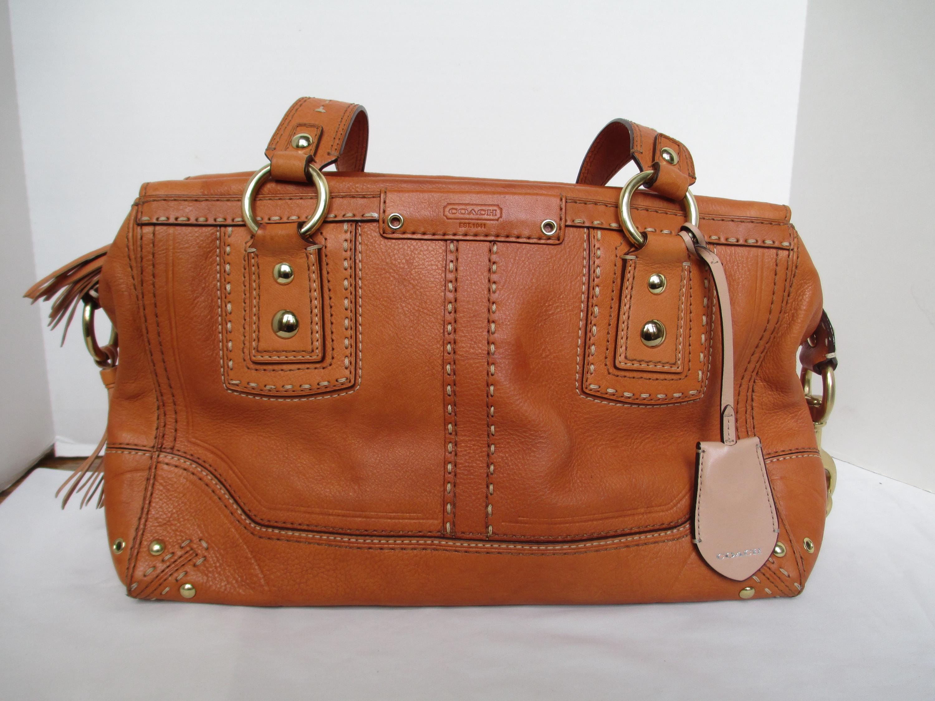 Vintage Coach Hamptons Andrea British Tan Leather Satchel 10555