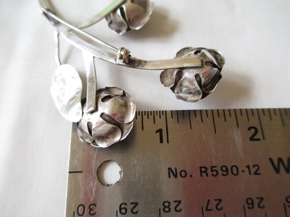 Vintage Sterling Silver Flowers Pin/ Brooch Unusu… - image 3
