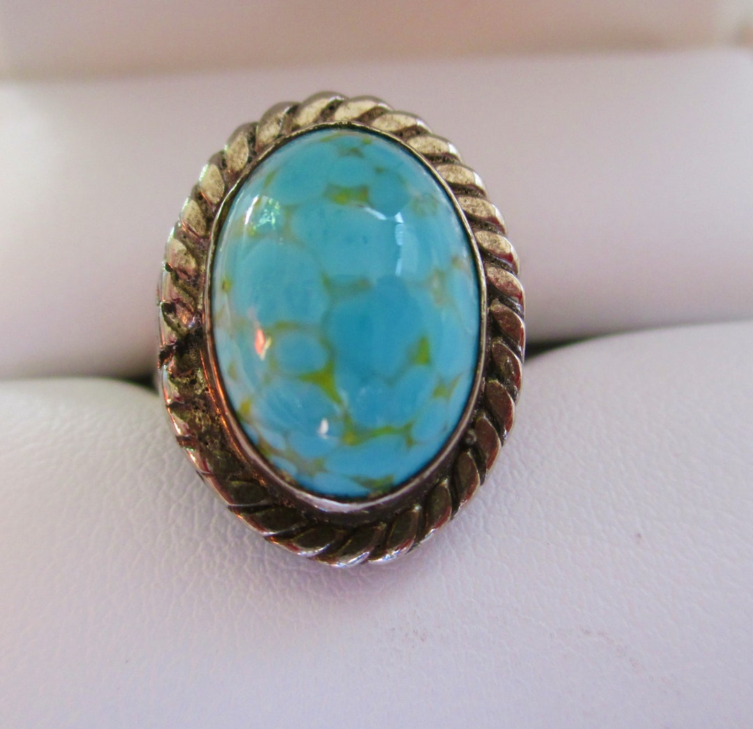 Vintage Ring Native American Sterling Silver Turquoise Ring Size 4 ...