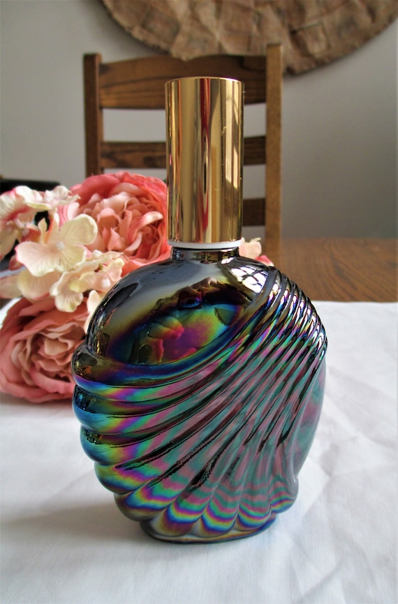 Vintage Perfume Bottle Amethyst Carnival Glass Pus