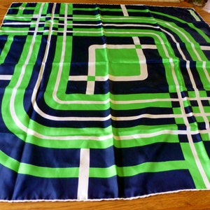 Exceptional Vintage Pierre Cartier Paris Silk Scarf Fabulous Greens And Blues